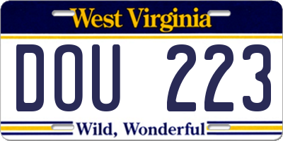 WV license plate DOU223
