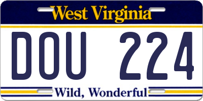 WV license plate DOU224