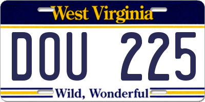 WV license plate DOU225