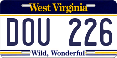 WV license plate DOU226