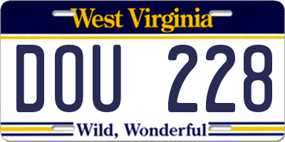 WV license plate DOU228