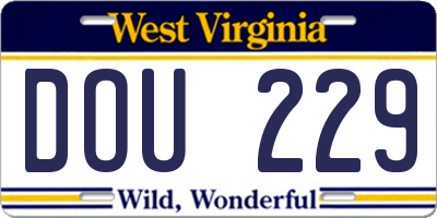 WV license plate DOU229