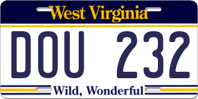 WV license plate DOU232