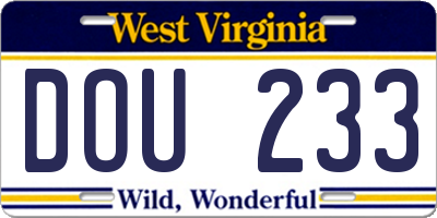 WV license plate DOU233
