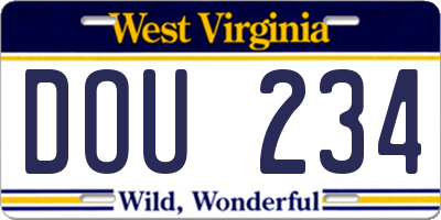 WV license plate DOU234