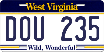 WV license plate DOU235