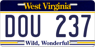 WV license plate DOU237