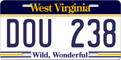 WV license plate DOU238