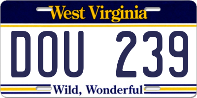 WV license plate DOU239