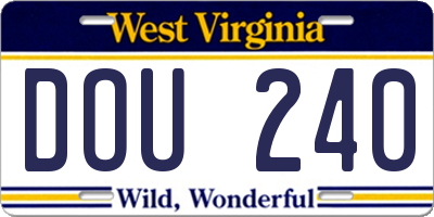 WV license plate DOU240