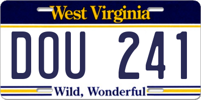 WV license plate DOU241
