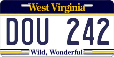 WV license plate DOU242