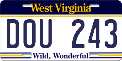 WV license plate DOU243