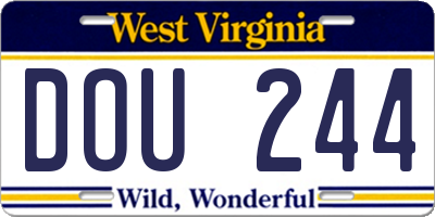 WV license plate DOU244