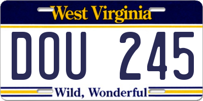 WV license plate DOU245
