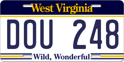 WV license plate DOU248