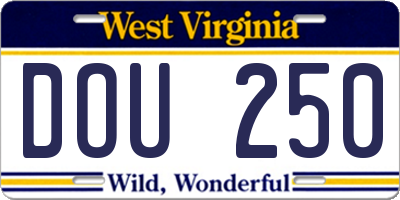 WV license plate DOU250