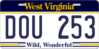 WV license plate DOU253