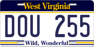 WV license plate DOU255