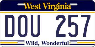 WV license plate DOU257