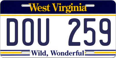 WV license plate DOU259