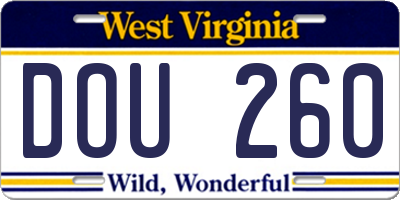 WV license plate DOU260