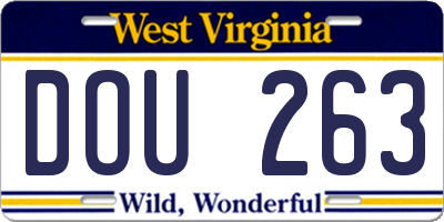WV license plate DOU263
