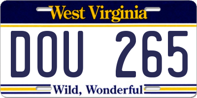 WV license plate DOU265