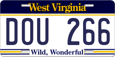 WV license plate DOU266