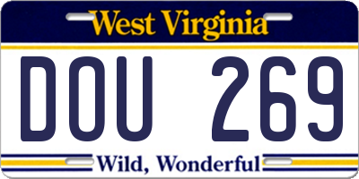 WV license plate DOU269