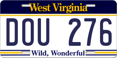 WV license plate DOU276