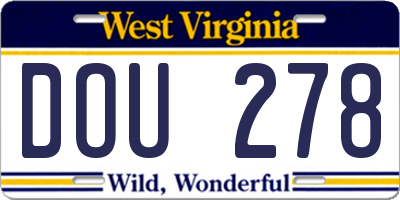 WV license plate DOU278