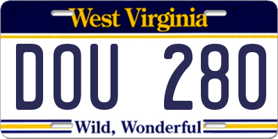 WV license plate DOU280