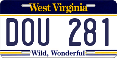WV license plate DOU281
