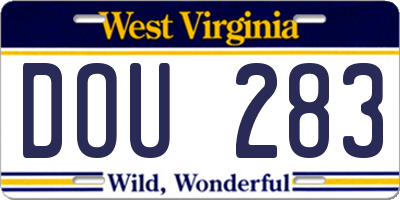 WV license plate DOU283