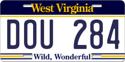 WV license plate DOU284