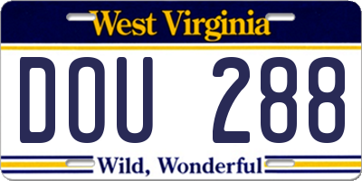 WV license plate DOU288