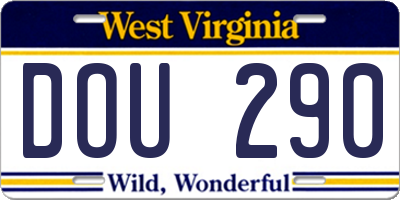 WV license plate DOU290
