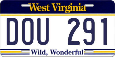 WV license plate DOU291