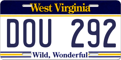 WV license plate DOU292