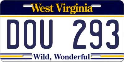 WV license plate DOU293