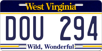 WV license plate DOU294