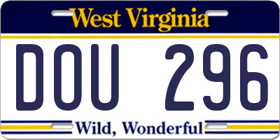 WV license plate DOU296
