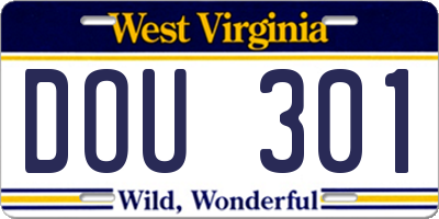 WV license plate DOU301