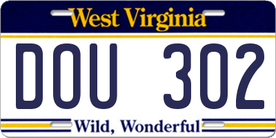 WV license plate DOU302