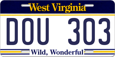 WV license plate DOU303