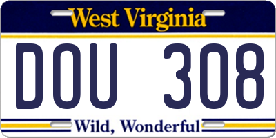 WV license plate DOU308