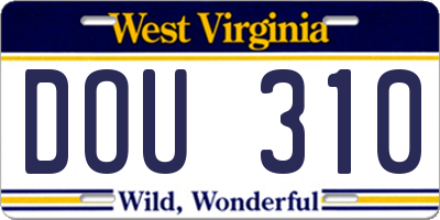 WV license plate DOU310