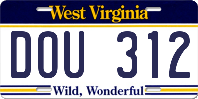 WV license plate DOU312