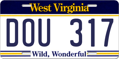 WV license plate DOU317